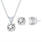 Womens 2-pc. White Sapphire Stainless Steel Jewelry Set
