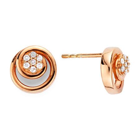 Diamond Blossom 1/10 Ct. T.w. Diamond 10k Rose Gold Swirl Earrings