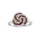 1/4 Ct. T.w. White & Color-enhanced Red Diamond Sterling Silver Baguette Ring