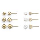14k Gold Over Silver 6-pair Stud Earring Set