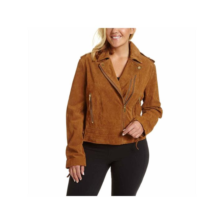 Excelled Asymmetrical Suede Moto Jacket - Plus