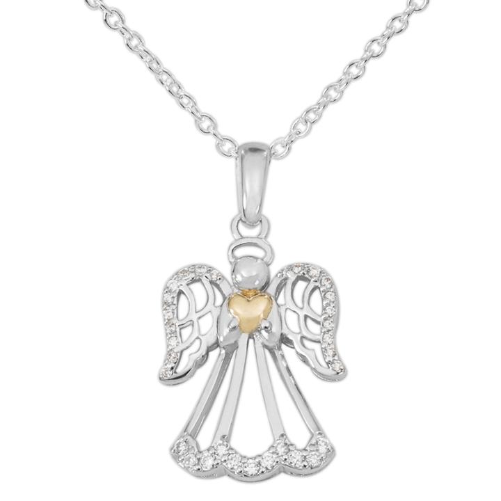 Hallmark Womens White Cubic Zirconia 14k Sterling Silver Pendant Necklace