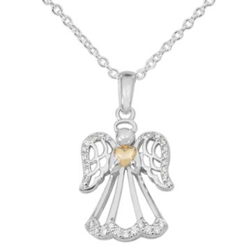 Hallmark Womens White Cubic Zirconia 14k Sterling Silver Pendant Necklace