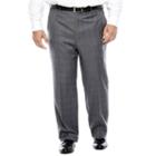 Stafford Gray Glen Check Flat-front Wool Suit Pants - Portly