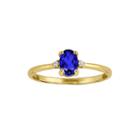 Genuine Blue Sapphire Diamond-accent 14k Yellow Gold Ring
