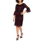 Robbie Bee 3/4 Sleeve Lace Scroll Sheath Dress