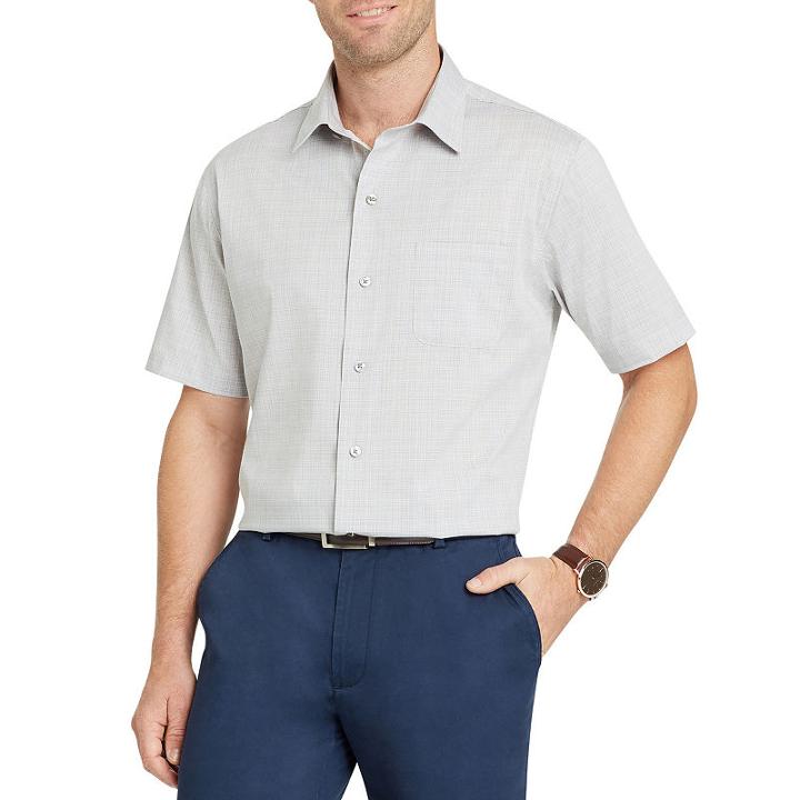 Van Heusen Short Sleeve Dots Button-front Shirt-slim