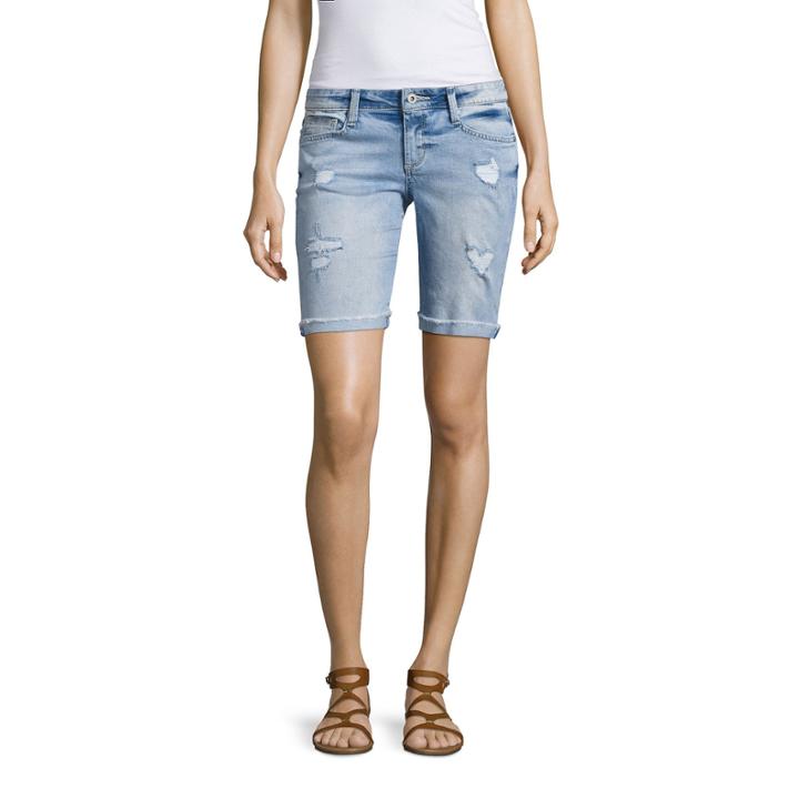 Arizona 9 Skinny Fit Denim Bermuda Shorts-juniors