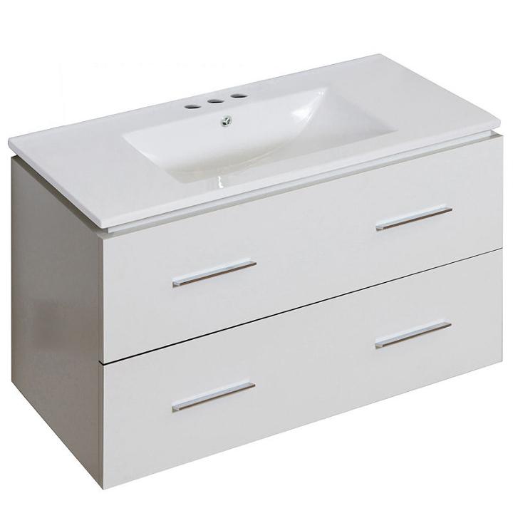 35.5-in. W Wall Mount White Vanity Set For 3h4-in. Drilling