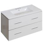 35.5-in. W Wall Mount White Vanity Set For 3h4-in. Drilling