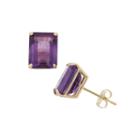 Emerald Purple Amethyst 10k Gold Stud Earrings