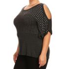 Kaily K. Short Sleeve Cold Shoulder With Studs - Plus