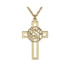 Personalized 14k Gold Over Silver 20mm Monogram Cross Pendant Necklace