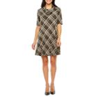 R & K Originals Elbow Sleeve Plaid Shift Dress