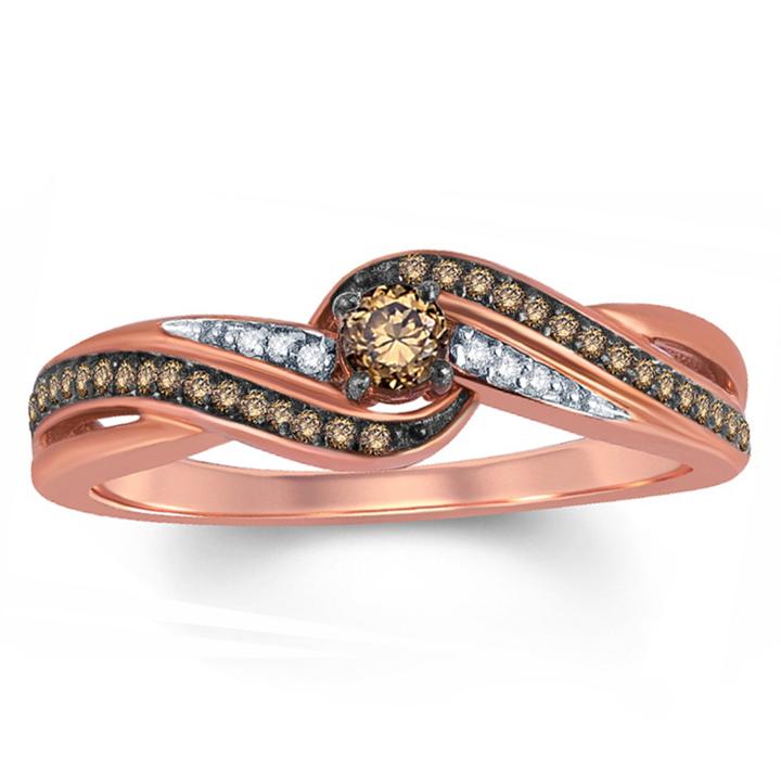 1/4 Ct. T.w. White Diamond 10k Gold Side Stone Ring