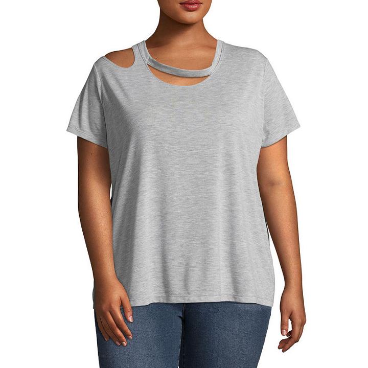 Xersion Short Sleeve Double Cut Out Tee - Plus