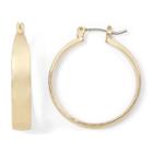 Sensitive Ears Tapered Flat Gold-tone Hoop Earrings