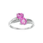 Lab-created Pink Sapphire And Diamond-accent Sterling Silver Double-heart Ring