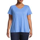 Boutique + Short Lace Up Sleeve T-shirt-womens Plus Short