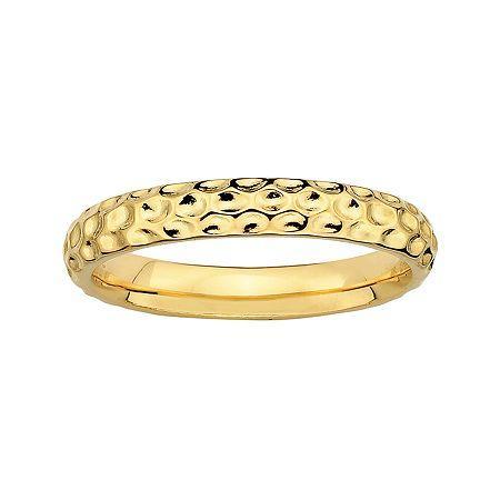 Personally Stackable 18k Yellow Gold Over Sterling Silver 3.5mm Pebbled Ring