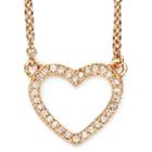 1/10 Ct. T.w. Diamond 14k Rose Gold-plated Mini Heart Pendant Necklace