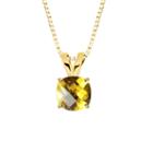 Lab-created Checkerboard Cut Yellow Sapphire 10k White Gold Pendant Necklace