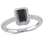 Womens 1 1/5 Ct. T.w. Emerald Black Diamond 10k Gold Engagement Ring