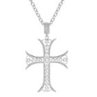 Cz By Kenneth Jay Lane Silver-tone Cross Pendant Necklace