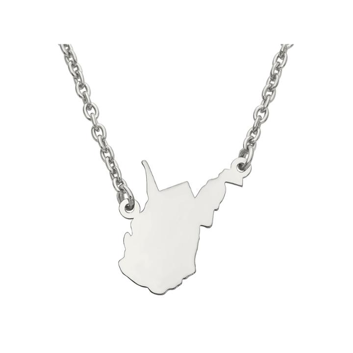 Personalized Sterling Silver West Virginia Pendant Necklace