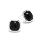 Dyed Black Chalcedony Sterling Silver Square Stud Earrings