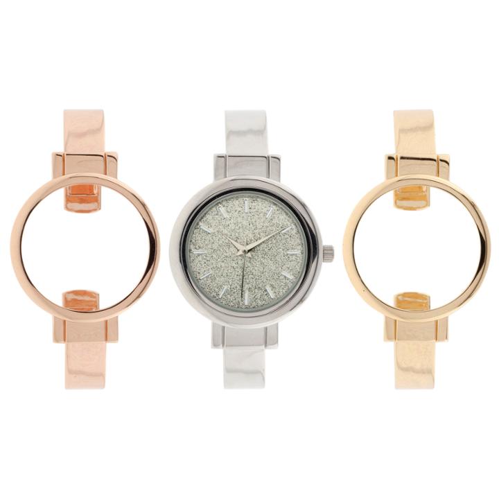 Interchangeable Band Womens Multicolor 3-pc. Watch Boxed Set-jcp2984bst