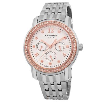 Akribos Xxiv Womens Silver Tone Strap Watch-a-626ss
