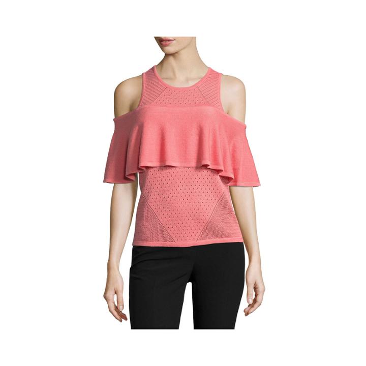 Worthington Cold Shoulder Crew Neck Pullover Sweater