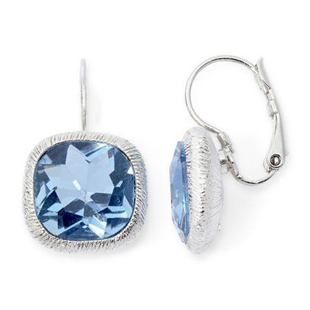 Monet Silver-tone Blue Leverback Earrings