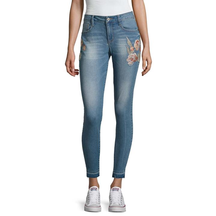 Arizona Embroidered Roses Ankle Jeggings-juniors