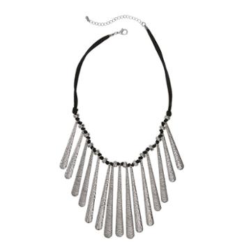 El By Erica Lyons El By El Black Silver Womens Statement Necklace