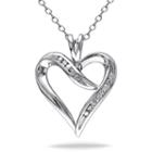 Womens Diamond Accent Genuine White Diamond Heart Pendant Necklace Set