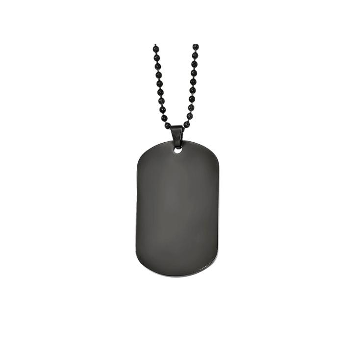 Mens Stainless Steel Black Ion-plated Dog Tag Pendant