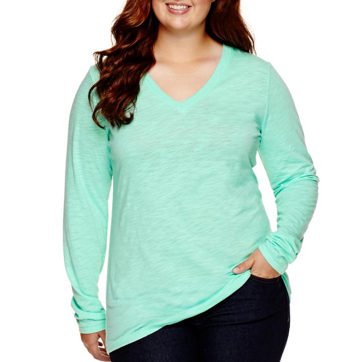 Arizona Long-sleeve V-neck T-shirt - Juniors Plus