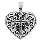Sterling Silver Cross Heart Charm Pendant