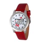 Disney Womens Minnie Mouse Red And Silver Tone Dreaming In Dots Strap Watch