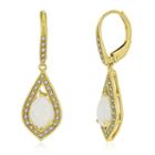 Lab Created White Opal 14k Gold Over Silver Drop Earrings