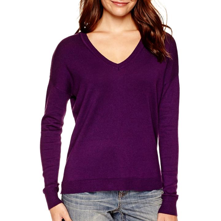 A.n.a Long-sleeve V-neck High-low Sweater - Tall