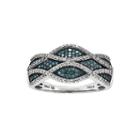 3/8 Ct. T.w. White And Color-enhanced Blue Diamond Swirl Ring