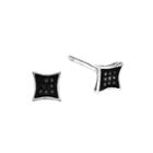Color-enhanced Black Diamond-accent Sterling Silver Stud Earrings