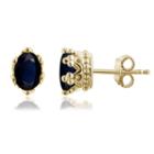 Oval Blue Sapphire 14k Gold Over Silver Stud Earrings