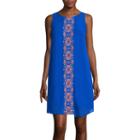 My Michelle Sleeveless Embroidered Panel Shift Dress