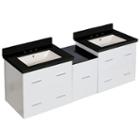61.5-in. W Wall Mount White Vanity Set For 3h8-in. Drilling Black Galaxy Top Biscuit Um Sink
