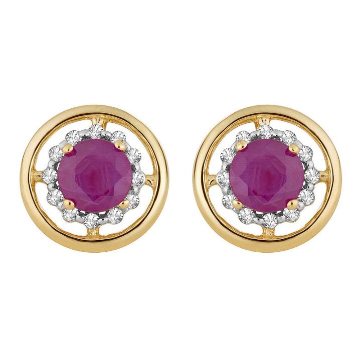 1/8 Ct. T.w. Lab Created Red Ruby 10k Gold 10.4mm Stud Earrings