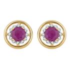 1/8 Ct. T.w. Lab Created Red Ruby 10k Gold 10.4mm Stud Earrings